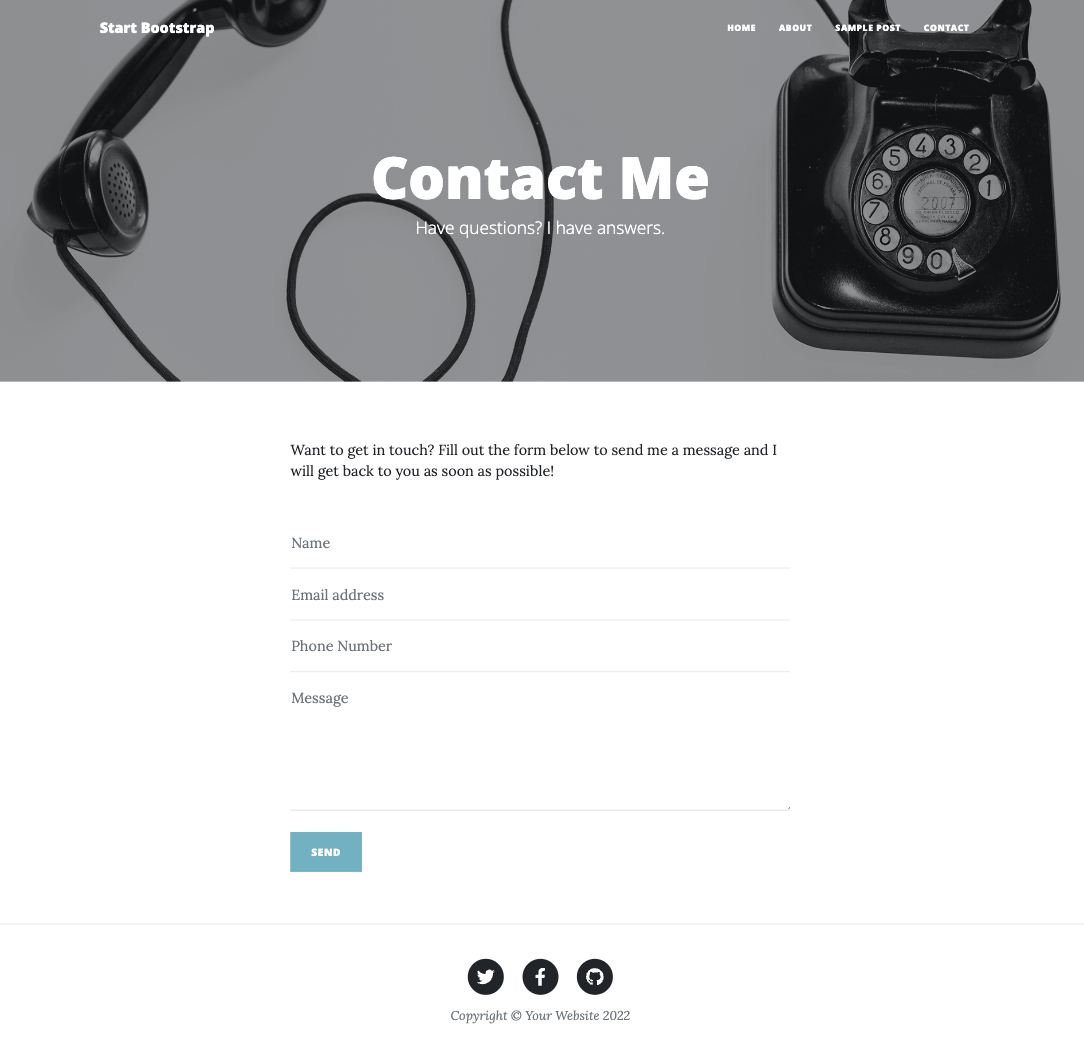 The 'Contact-me" page.'
