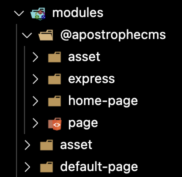screenshot of the open modules folder
