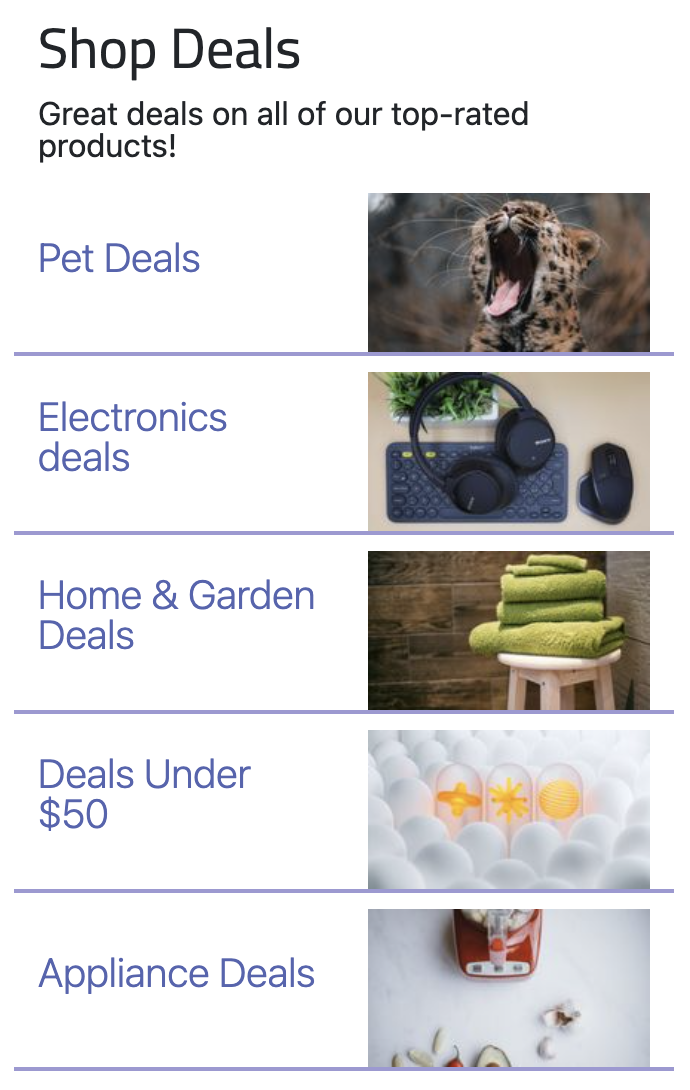 Screenshot of the deal widget from the proof-of-concept site